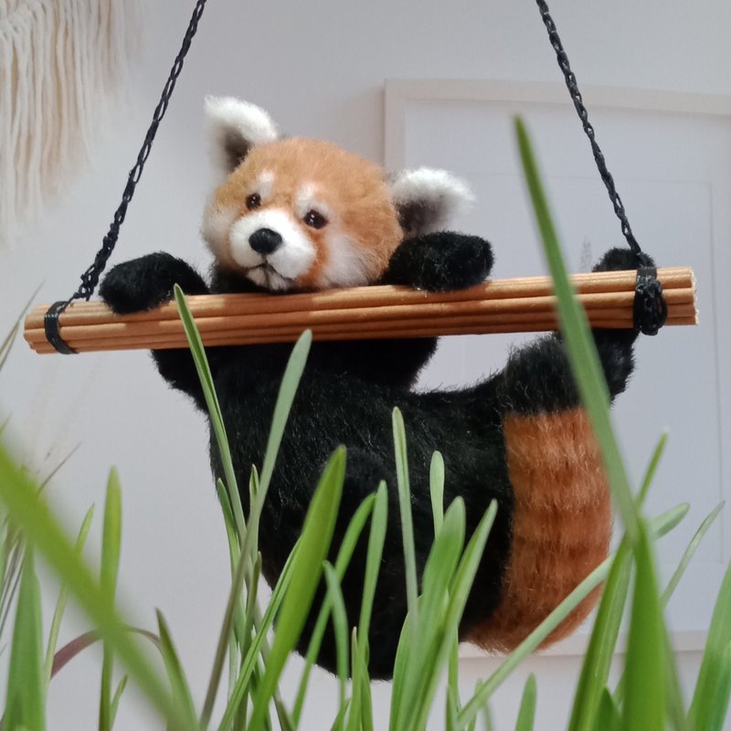 可用逼真的微型钩针小熊猫悬挂小雕像 - 玩偶/公仔 - 其他材质 黑色