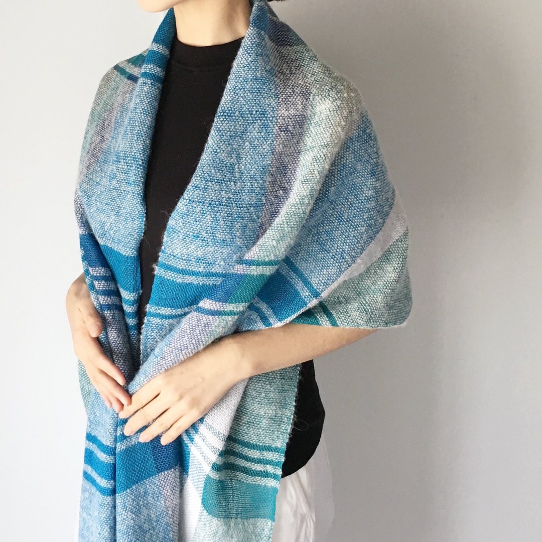 Unisex Silk Scarf / Blue Mix - All season available - - 丝巾 - 丝．绢 蓝色