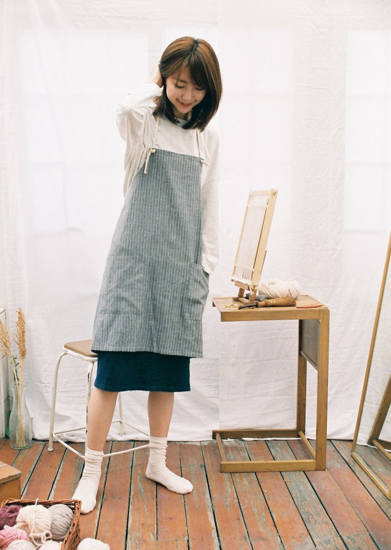 fete 灰色条纹工作围裙 - 围裙 - 纸 银色