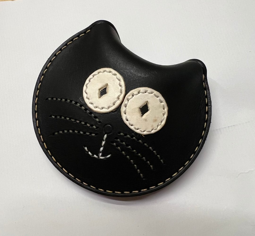 黑猫零钱包 - 零钱包 - 真皮 黑色