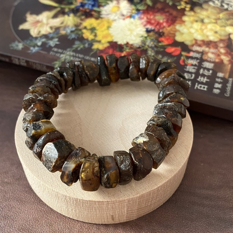 ʚ(圆的兔几)ɞ水晶手串 ๑药珀随形 - 手链/手环 - 其他材质 咖啡色