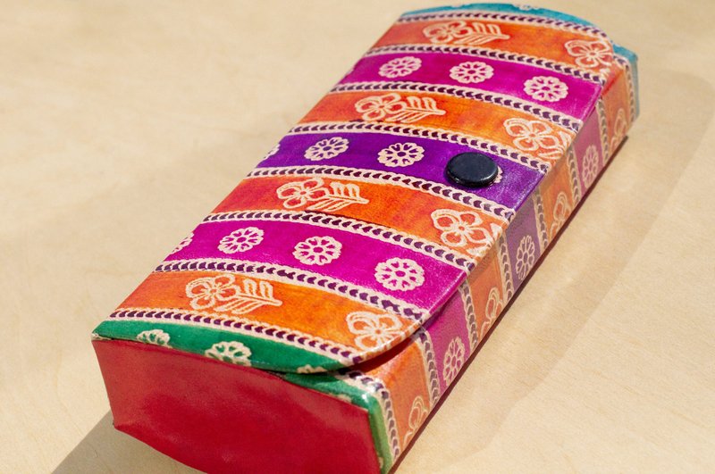 圣诞礼物 限量一件  手工山羊皮眼镜盒 / 手绘风格皮革眼镜包 / 笔袋  / 笔盒 - 彩色花园 - 眼镜/眼镜框 - 真皮 多色