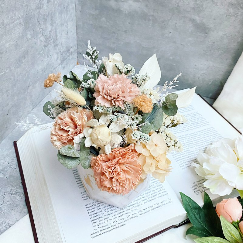 【康乃馨永生花白金高奢大理石盆花】我的好友妈妈—开放前进型 - 干燥花/捧花 - 植物．花 卡其色