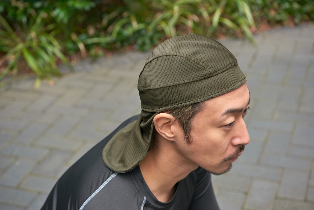 日本制 CHARM 凉感抗UV吸汗防晒护颈内衬帽 - 帽子 - 聚酯纤维 蓝色