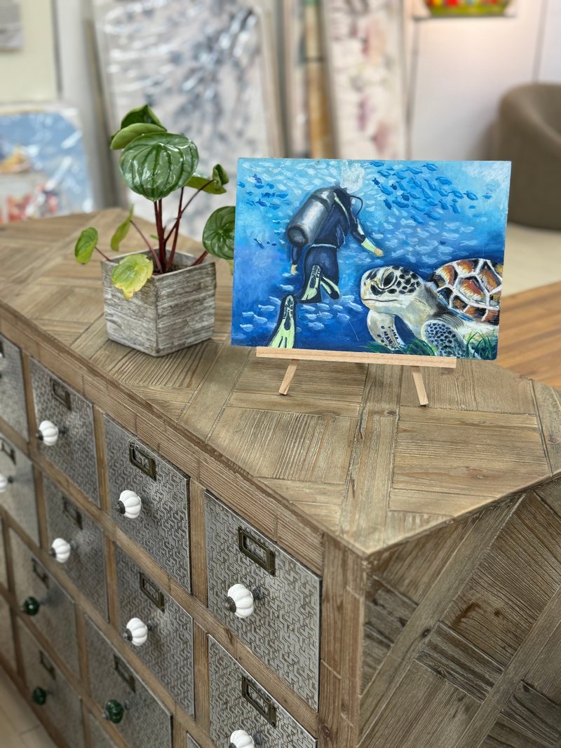 手绘画作  海龟与我 - 海报/装饰画/版画 - 环保材料 