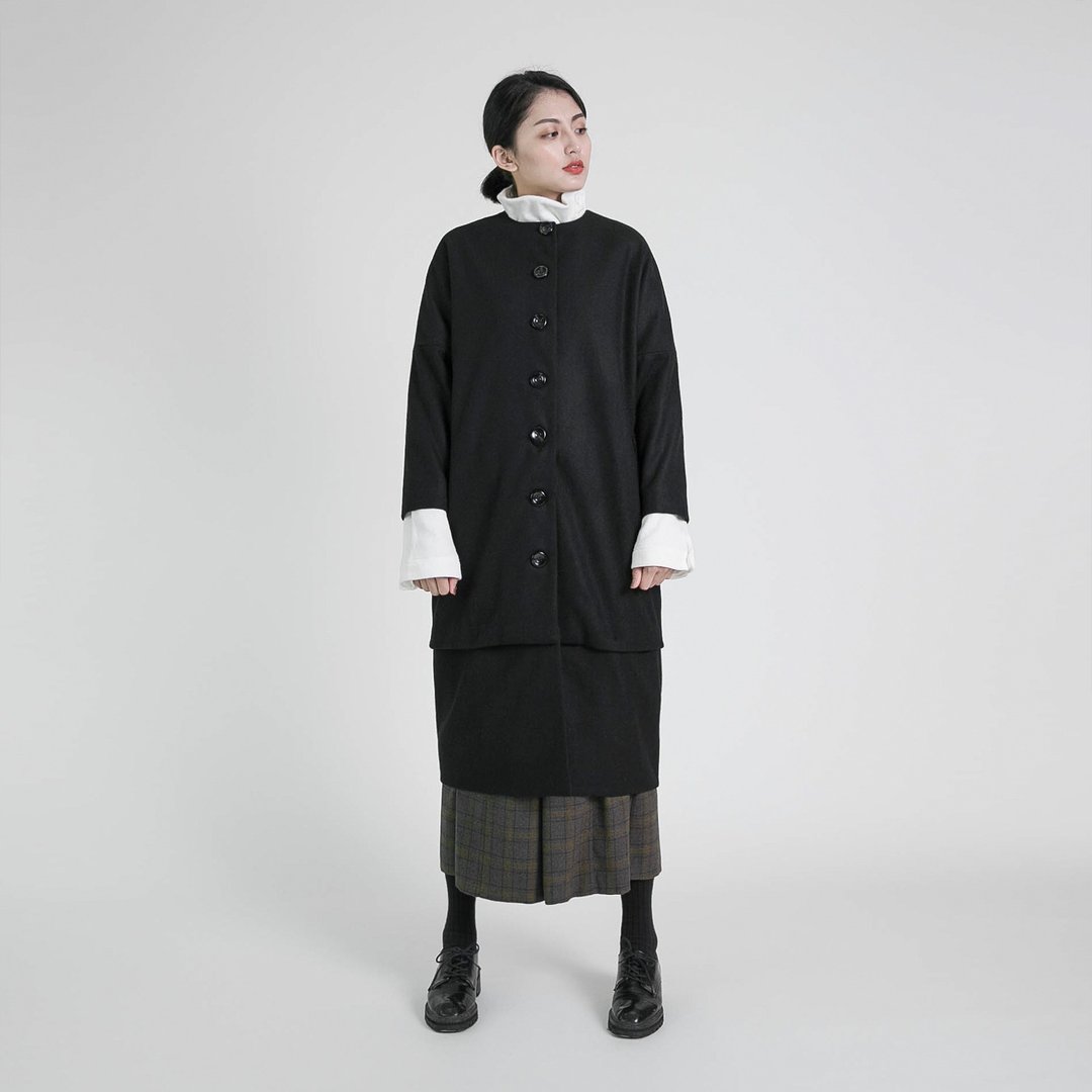 Situation 境地毛料可拆大衣_8AF307_黑 - 女装西装外套/风衣 - 羊毛 黑色