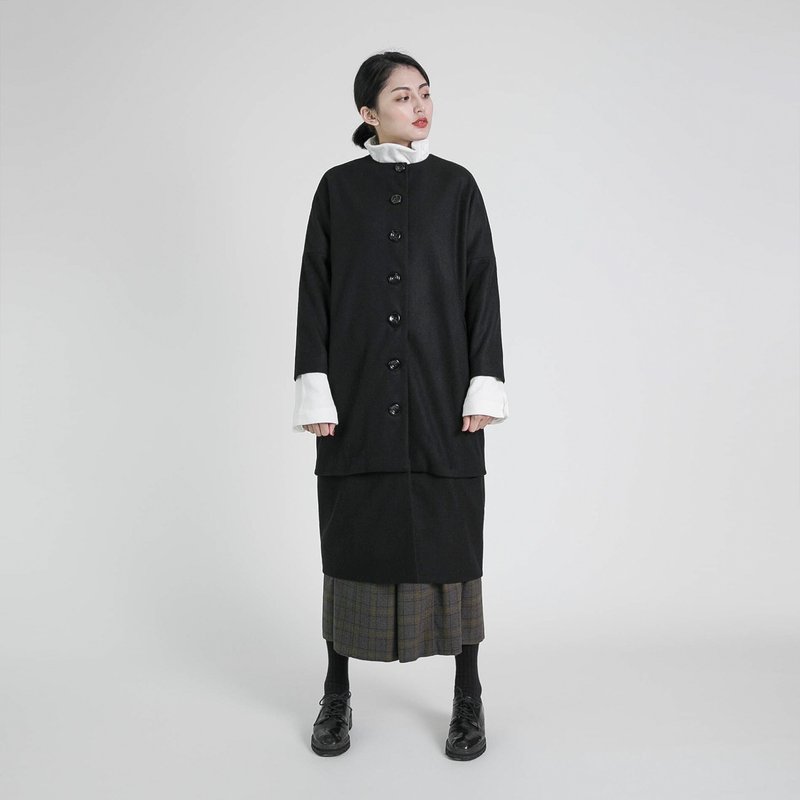 Situation 境地毛料可拆大衣_8AF307_黑 - 女装西装外套/风衣 - 羊毛 黑色