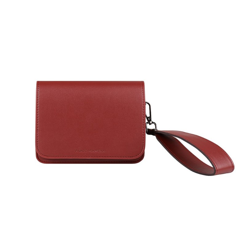 Alice Martha 方型斜肩包 - 酒红 - 手拿包 - 人造皮革 红色