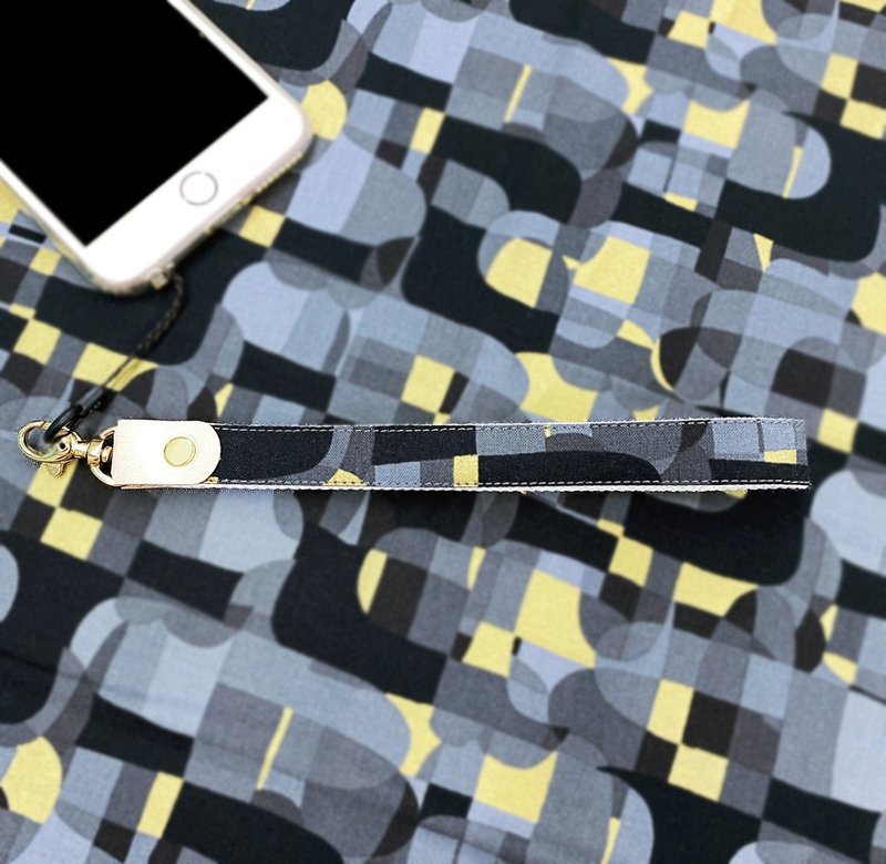 烫金几何 手机吊绳/颈绳/手绳/饰品 - 挂绳/吊绳 - 棉．麻 黑色