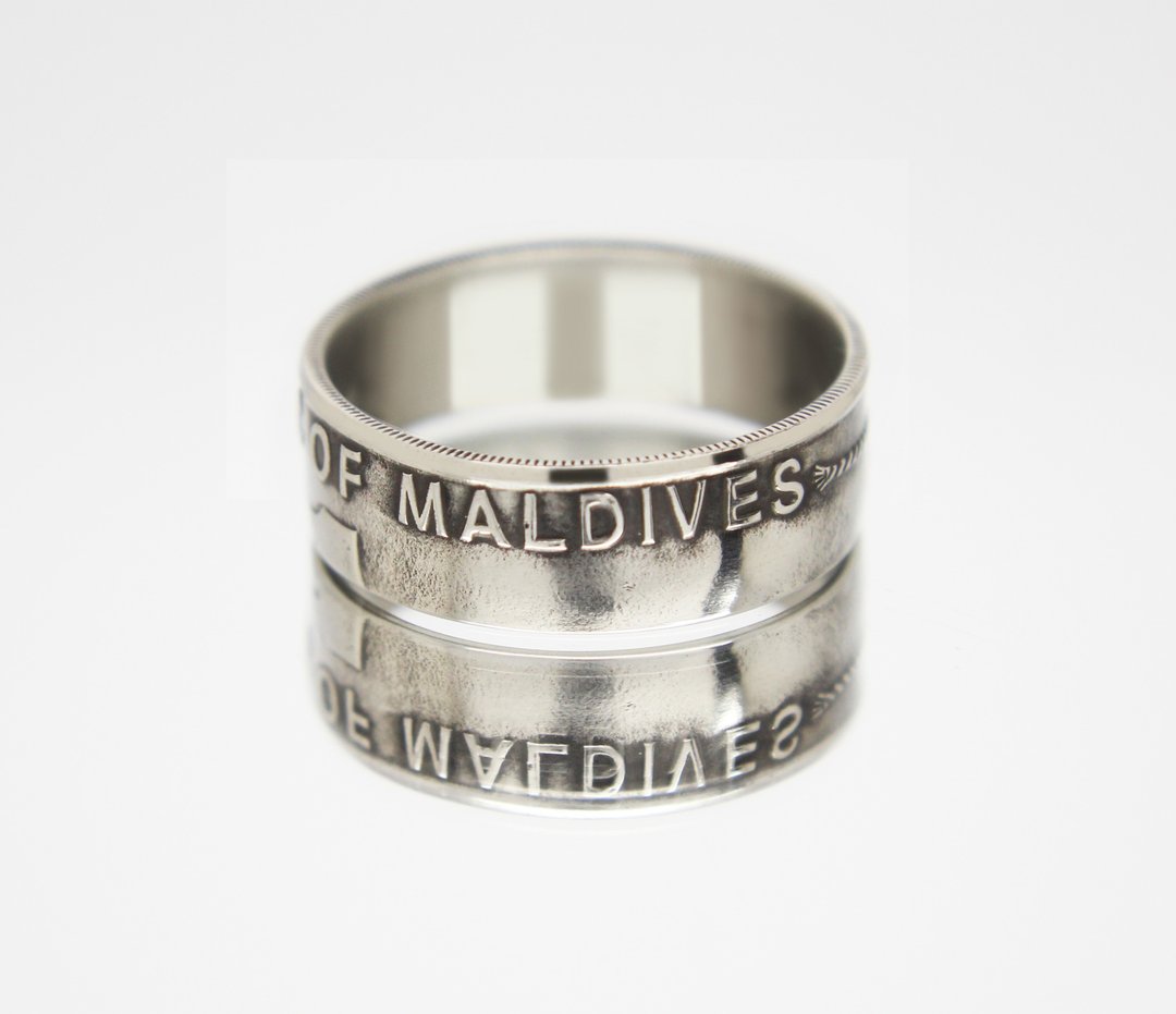 Maldives Coin Ring 1 rufiyaa 1996 coin rings for men coin rings for women - 戒指 - 其他金属 