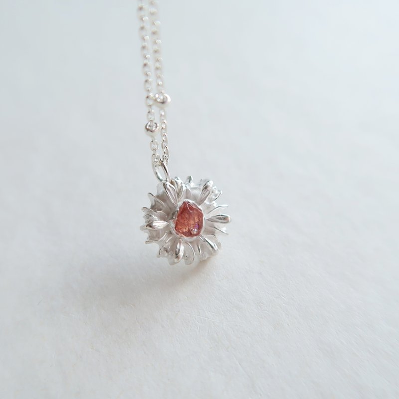 999纯银 小花 雏菊 厚款 彩色蓝宝石 尖晶石 项链 免费送礼包装 - 耳环/耳夹 - 纯银 多色