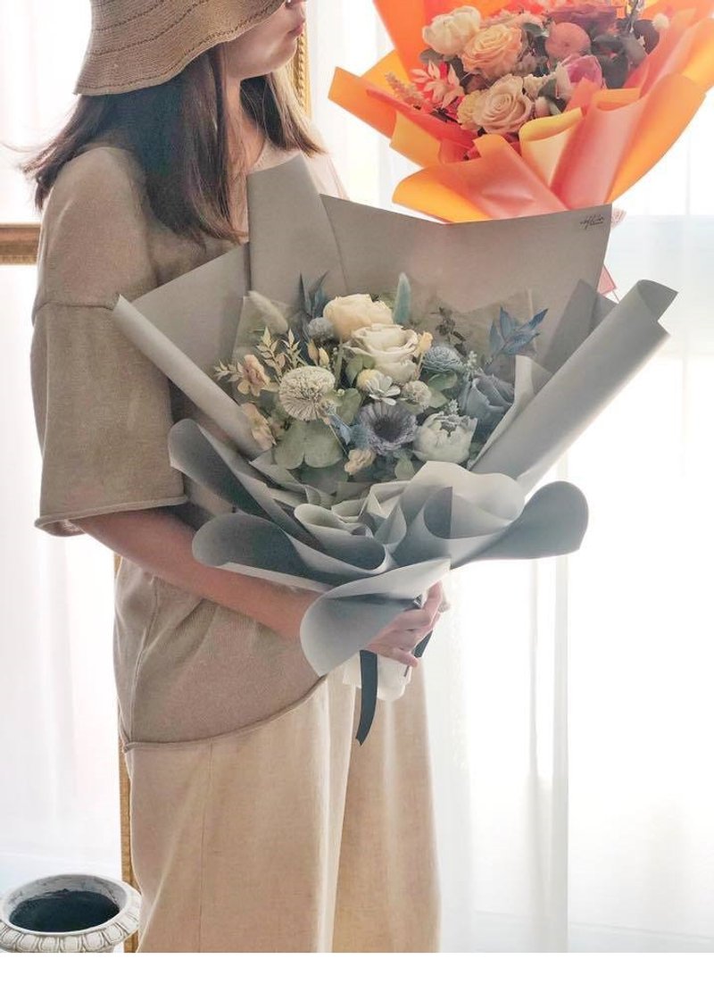 wbfxhm / 蓝瓶烟雾灰 不凋花束 L-XL - 干燥花/捧花 - 植物．花 多色