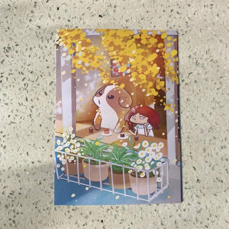 RED和可妮黄金雨明信片 - 卡片/明信片 - 纸 黄色