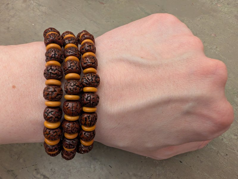 菩提子手链 念珠 108 颗天然复古尼泊尔种子 - 手链/手环 - 木头 咖啡色