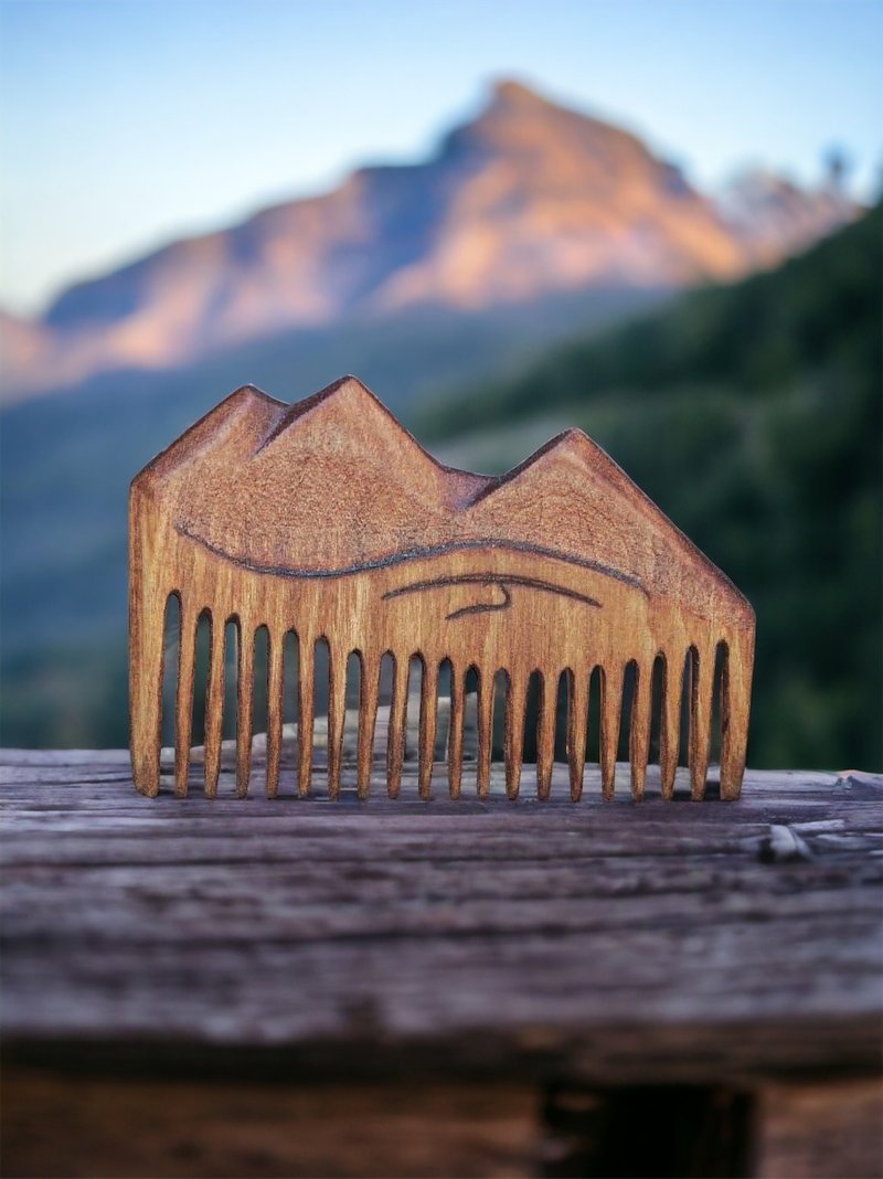 山脉木质 发须与胡子造型梳 维京凯尔特北欧风格礼物 - 发饰 - 木头 咖啡色