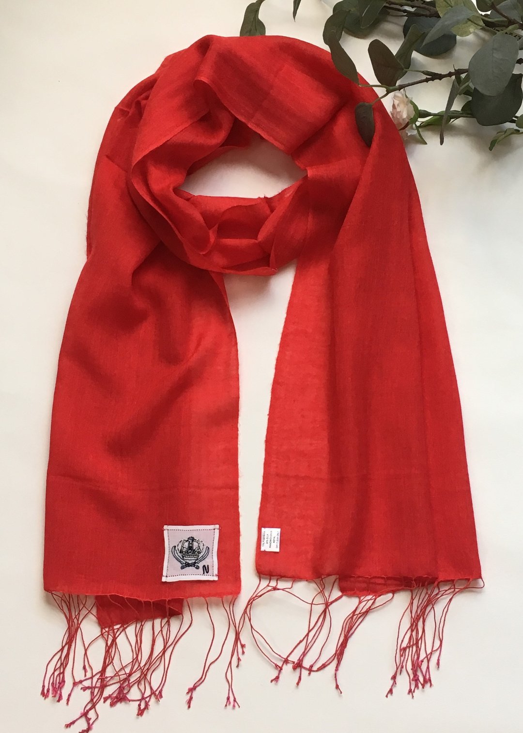 Cashmere Gauze Handwoven Scarf - 丝巾 - 其他材质 红色