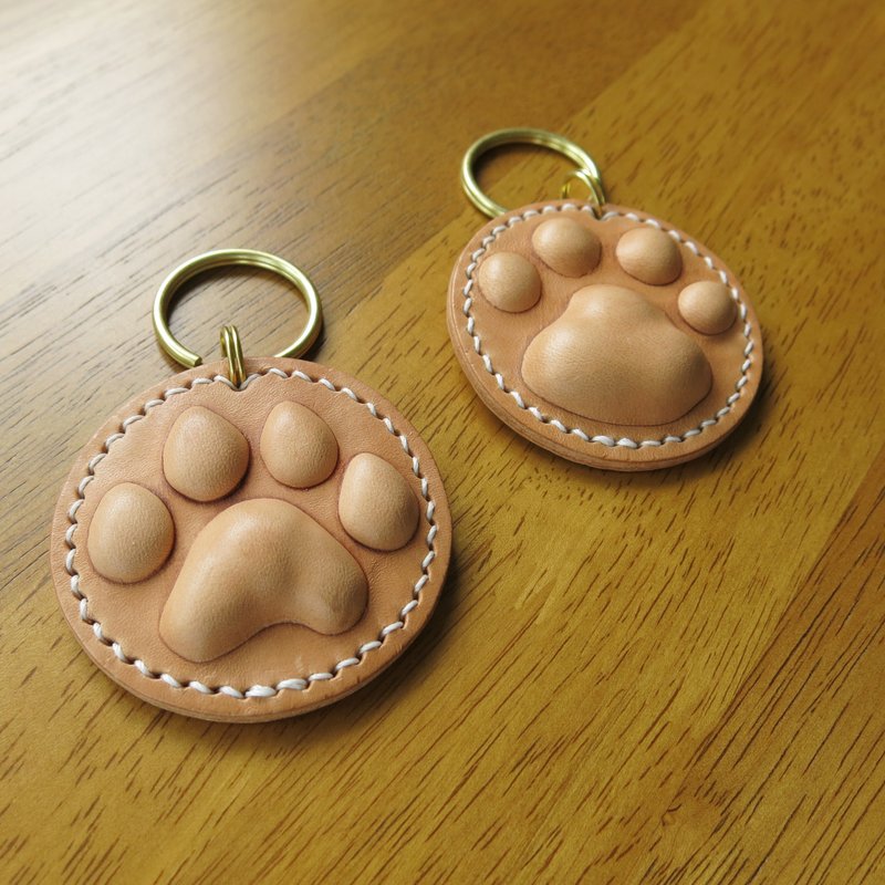 疗愈肉球钥匙圈 两种不同形状掌印 【Jane One Piece X Mini 5】 - 钥匙链/钥匙包 - 真皮 咖啡色