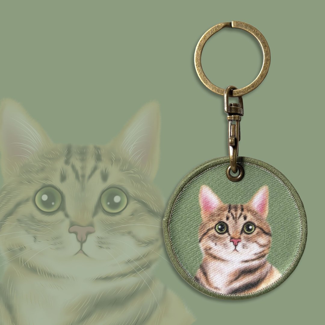 Q毛 钥匙圈 布章钥匙圈 虎斑猫 悠游卡 猫咪钥匙圈 悠游卡钥匙圈 - 钥匙链/钥匙包 - 其他材质 卡其色
