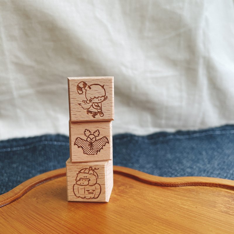 讨糖果小队 / 榉木印章 万圣节 - 印章/印台 - 木头 咖啡色