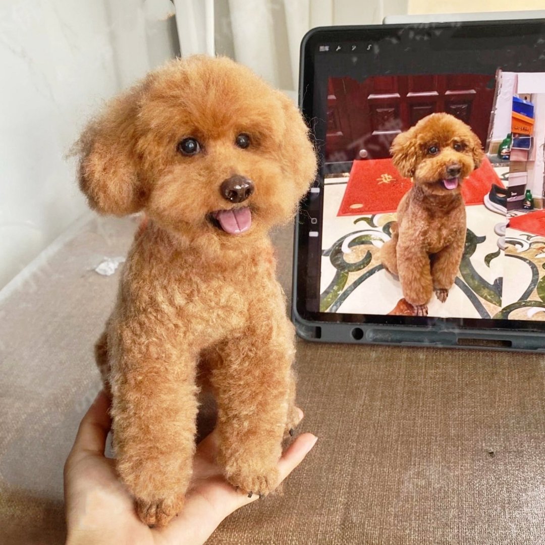 定制 逼真犬 毛孩 宠物 泰迪 羊毛毡 娃娃 似颜绘 纪念 狗狗 l7 - 玩具 - 羊毛 多色