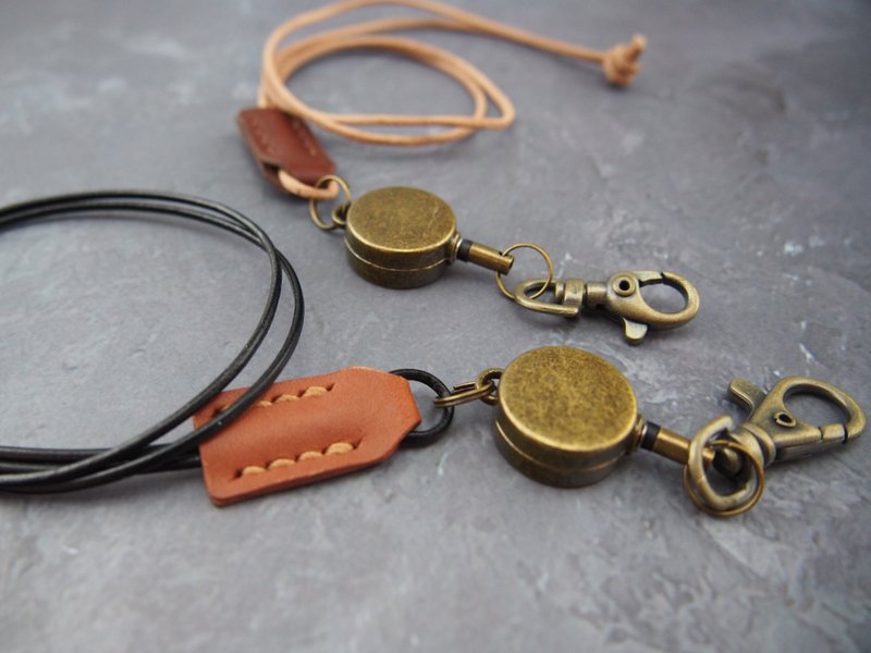 伸缩颈绳/可调整长度/皮革/定制 - 挂绳/吊绳 - 真皮 