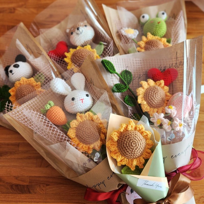 接单后制作 毕业花束 感谢师长 毛线花束 - 干燥花/捧花 - 棉．麻 