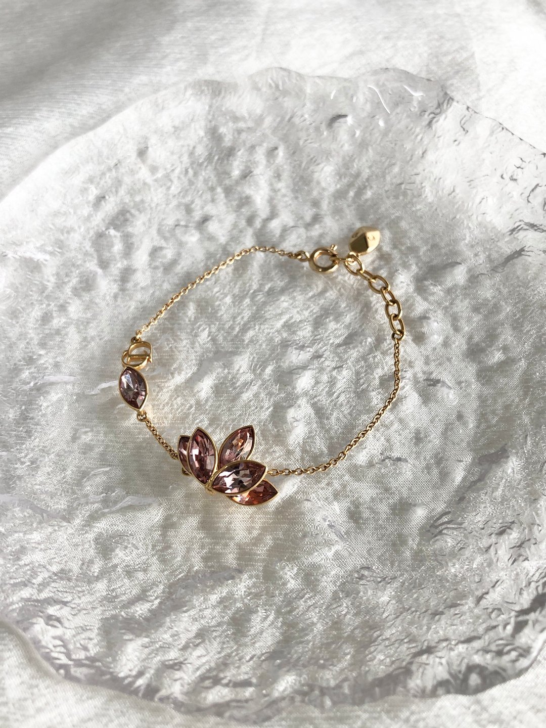 【日本直送 名牌中古包】Christian Dior 迪奥 手链 金色 × 粉色 彩色宝石 vintage 7bj8g5 - 手链/手环 - 其他材质 金色