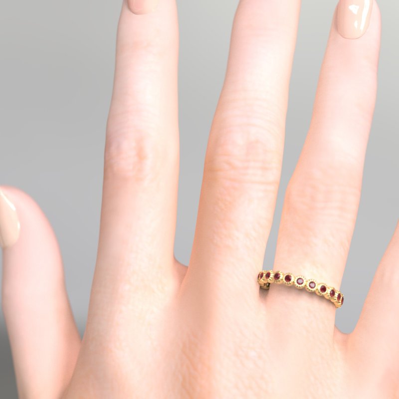 Ruby Eternity Ring, ruby eternity band, silver ring, July birthstone for you, - 戒指 - 银 咖啡色