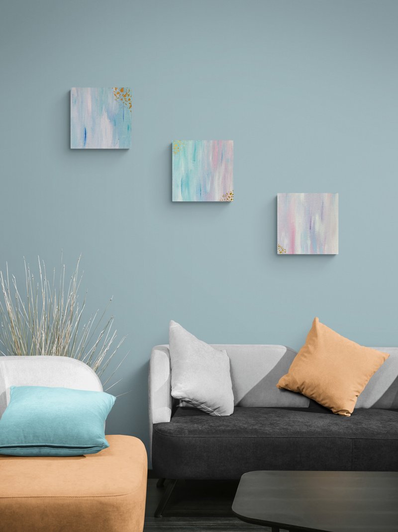 Abstract sky modular painting Blue purple abstraction Sunrise home wall decor - 墙贴/壁贴 - 压克力 蓝色