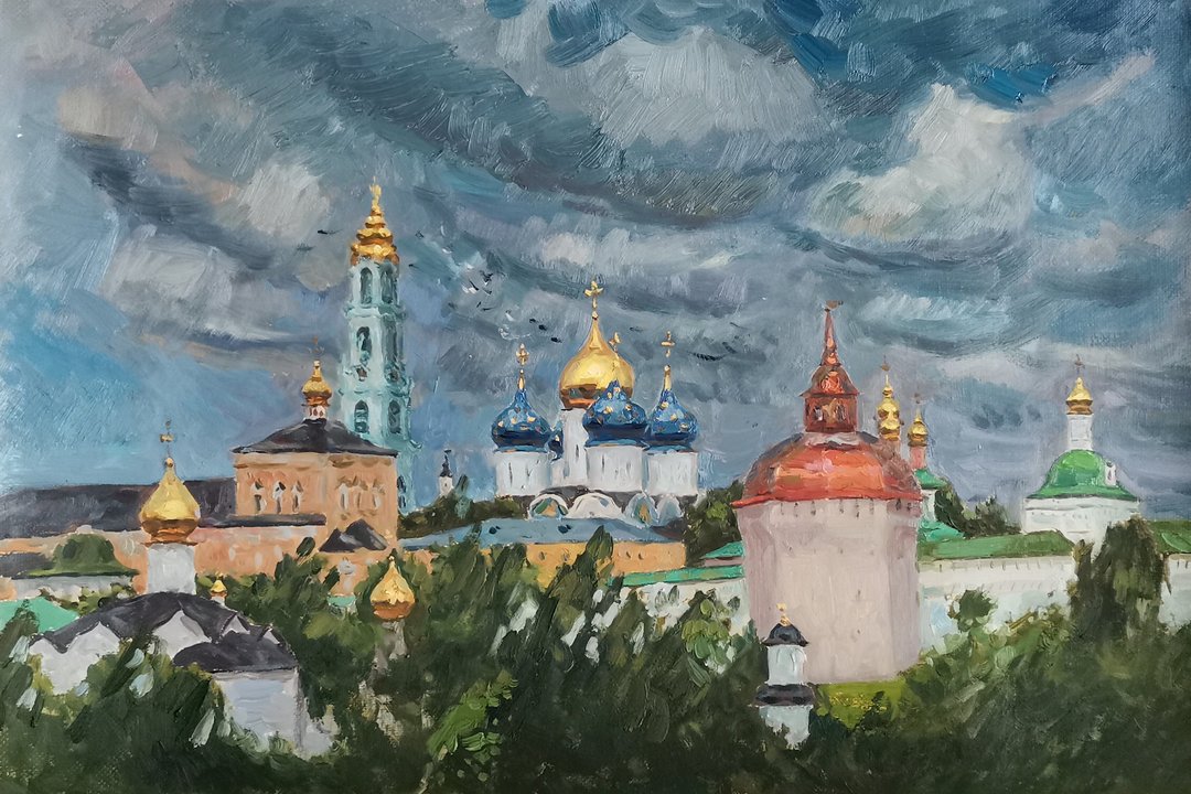 Church Painting Original Painting Canvas Painting Landscape Painting - 海报/装饰画/版画 - 其他材质 金色