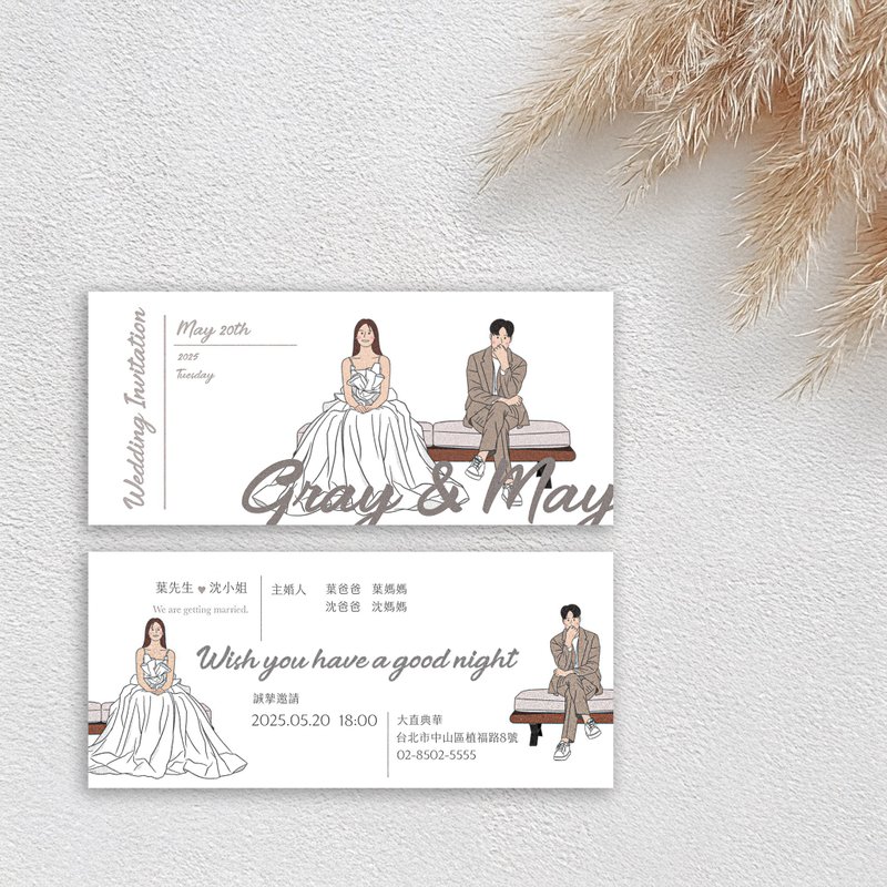 【Uni Design】喜帖 定制喜帖 简约喜帖 美式喜帖 似颜绘喜帖 - 喜帖 - 纸 