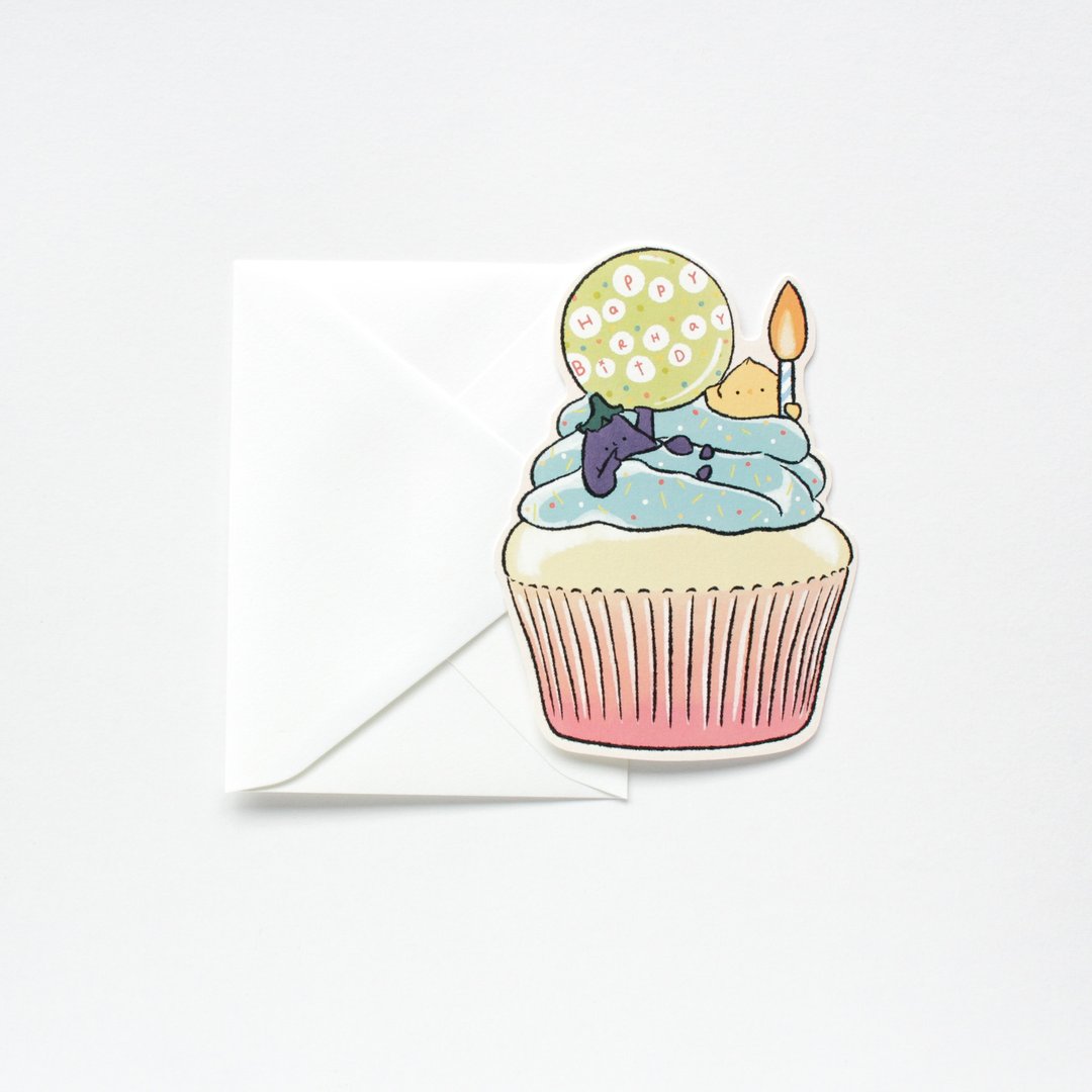 Little Joy 祝贺卡 - 生日杯子蛋糕 - 卡片/明信片 - 纸 紫色