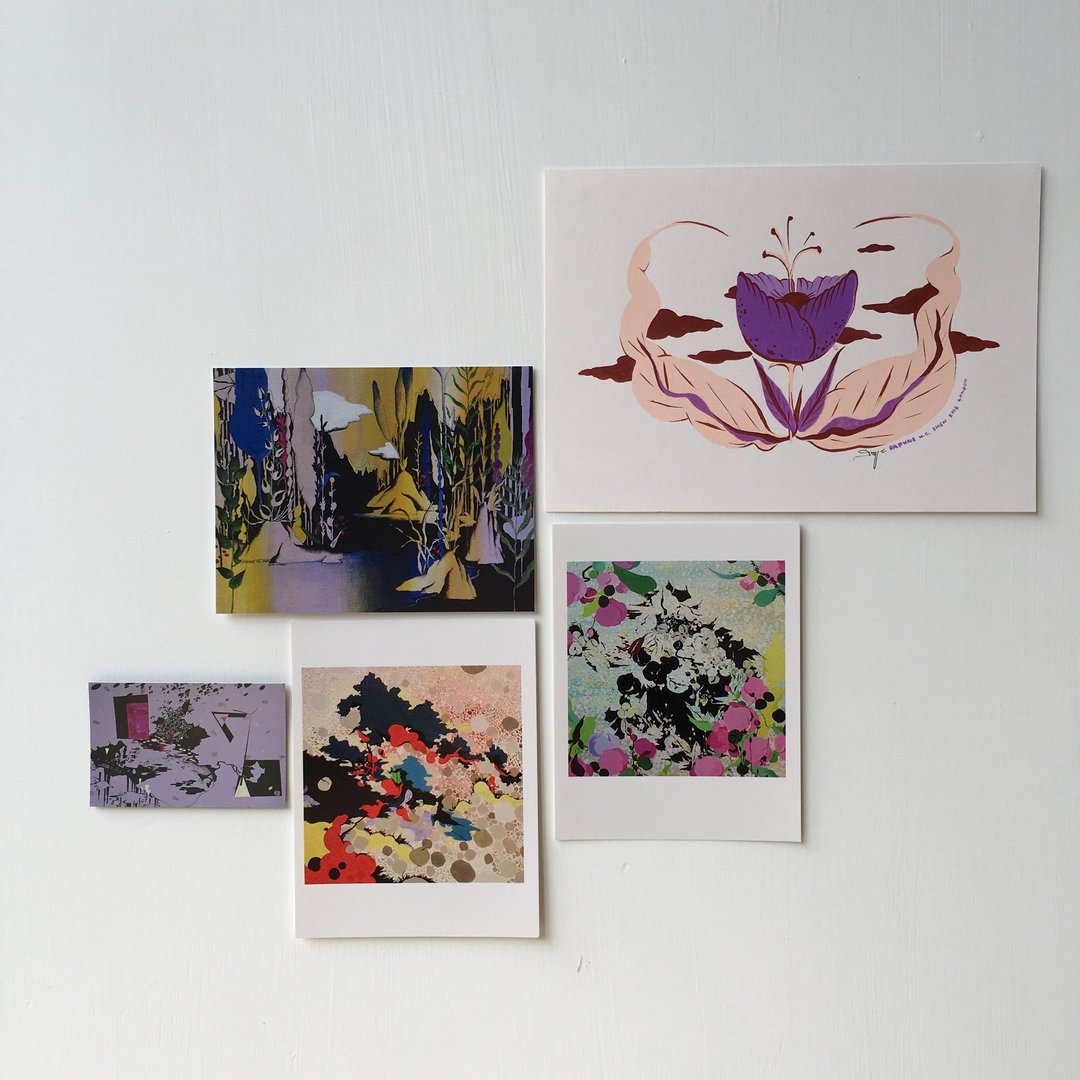 手绘插画原稿 点点 花草 植物 疗愈 森林 绢印插画作品 - 卡片/明信片 - 纸 紫色