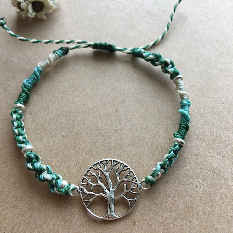 永生树 THE TREE OF LIFE 纯银编织手链 - 手链/手环 - 纯银 绿色