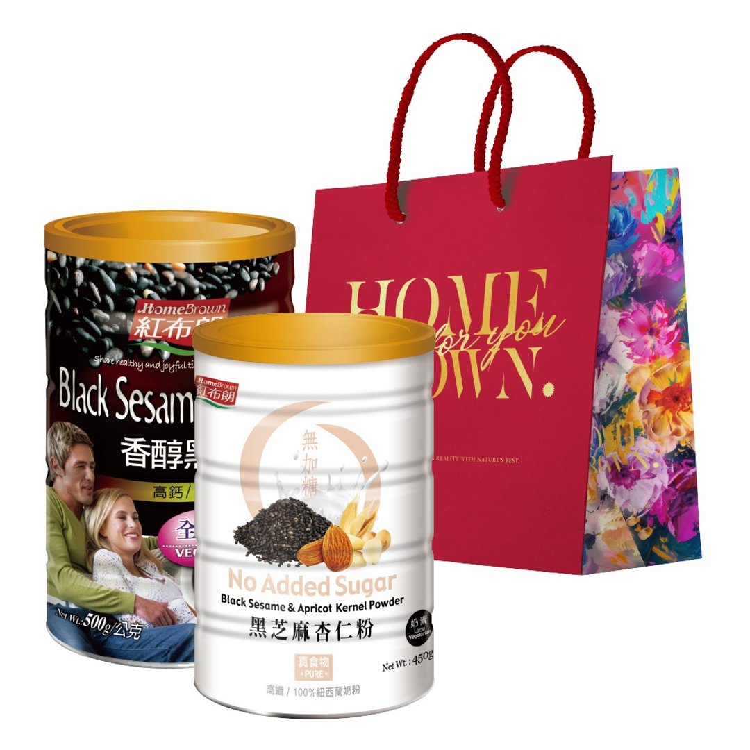 红布朗 芝杏臻藏礼袋组 (芝麻杏仁 + 芝麻粉) 重阳/尾牙/春节送礼推荐 - 谷物麦片 - 其他金属 