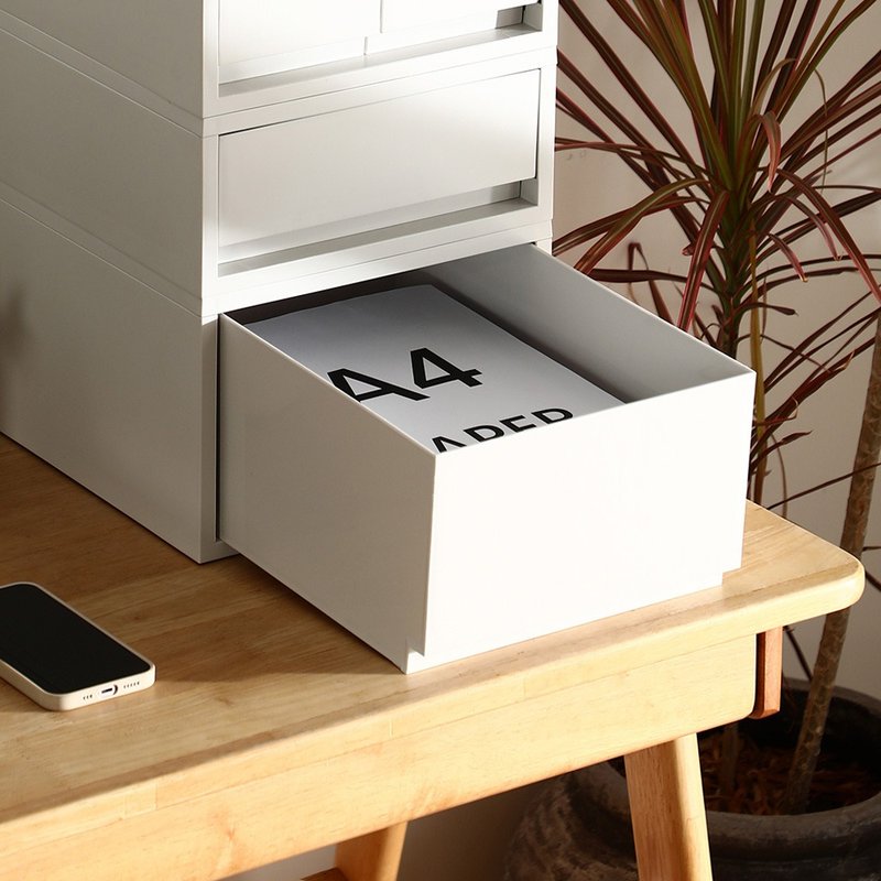 日本霜山 无印风单层深型抽屉收纳箱-3入 - 收纳用品 - 塑料 白色