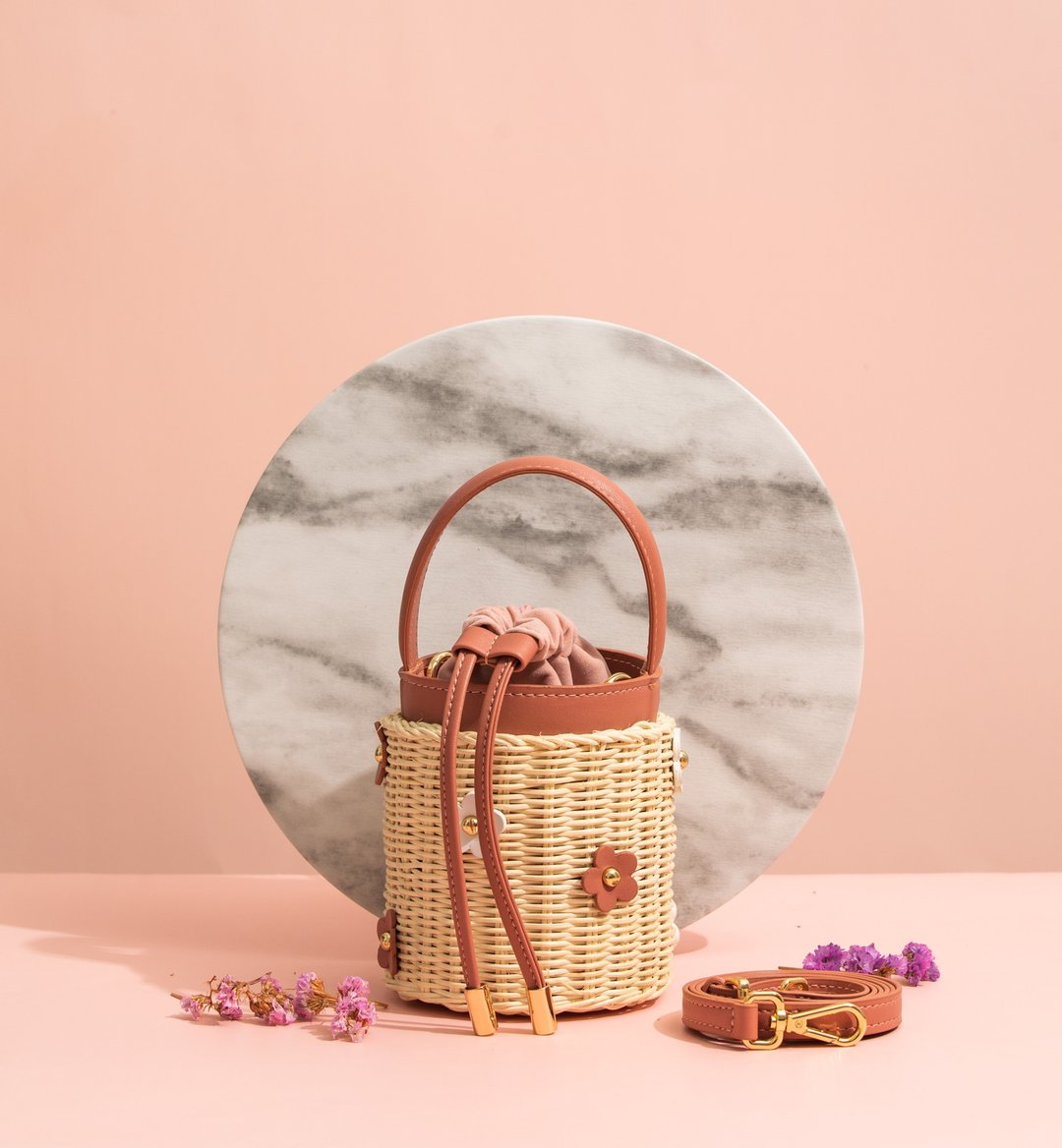 Vasanathailand Mini Flowers Bag - Rosie - 手提包/手提袋 - 人造皮革 粉红色