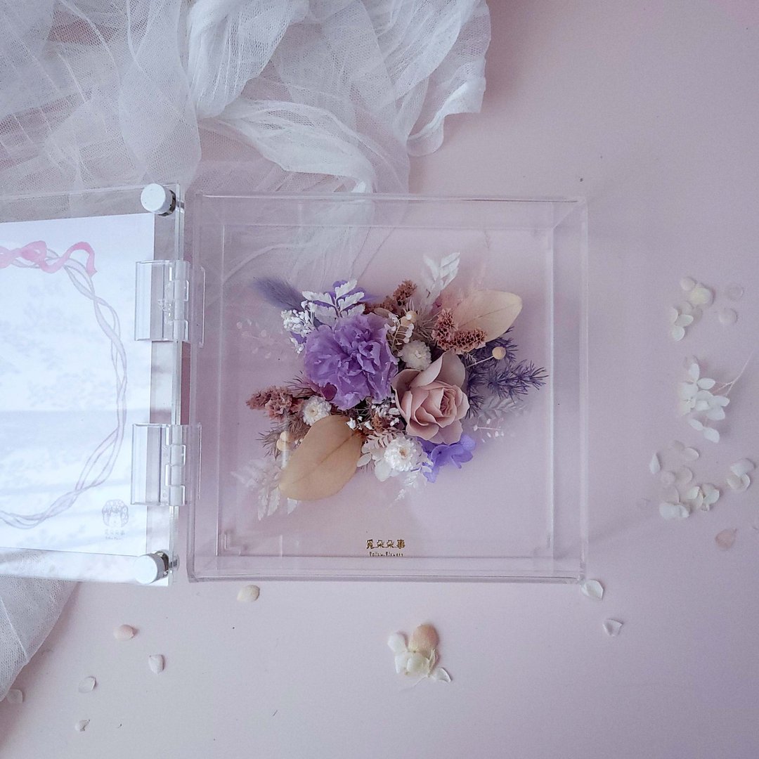 时光宝盒 | 透明仙气款花盒(独家订制) : 双花风信紫 - 画框/相框 - 植物．花 紫色