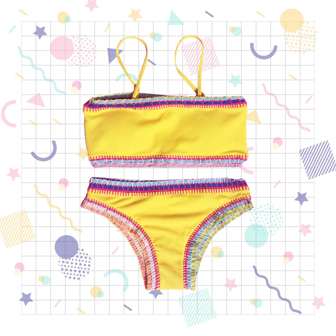 Crochet Yellow bikini - 女装泳衣/比基尼 - 棉 黄色