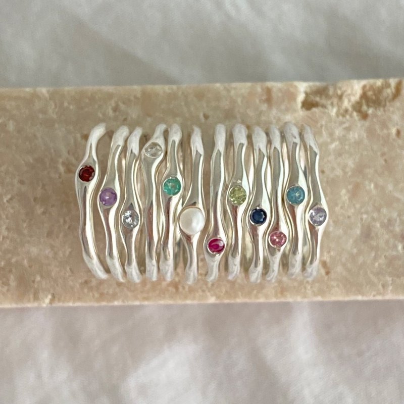 纯银 925 I Zeta 诞生石戒指 - 戒指 - 纯银 