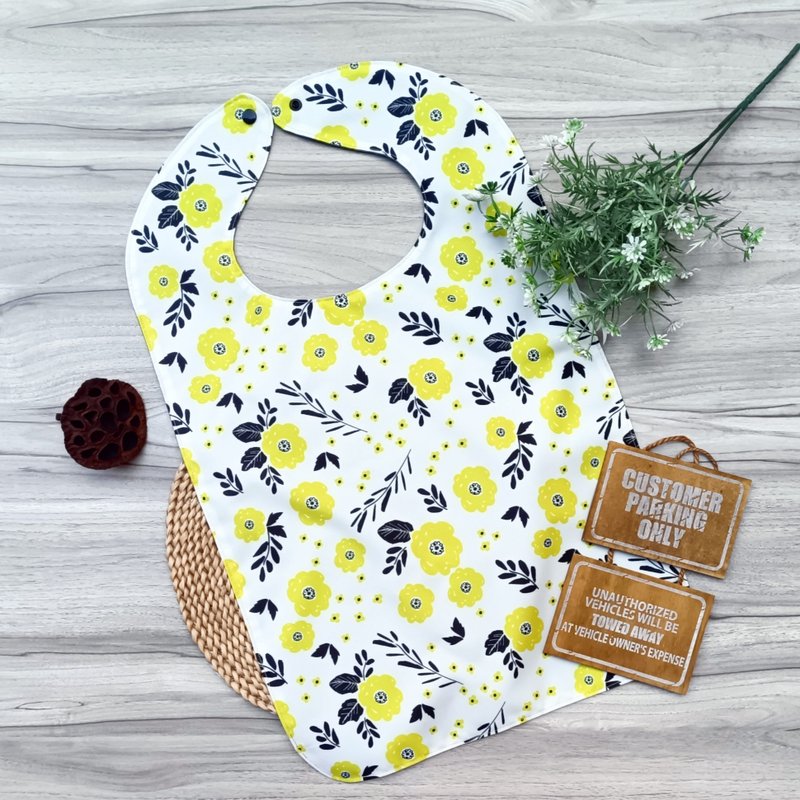 【成人/老人防水围兜】优雅黄花 - 围嘴/口水巾 - 防水材质 橘色