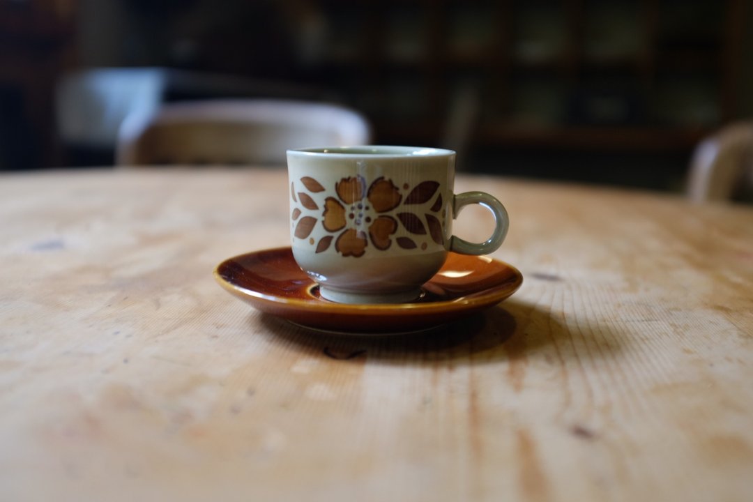 70S 中古东德时期古董 浓缩杯碟 - 其他杯子 - 瓷 咖啡色