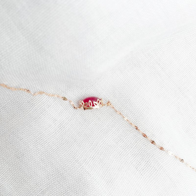 每一天日常 红宝石 天然钻石 玫瑰18K金手链 轻珠宝饰品 - 手链/手环 - 宝石 红色