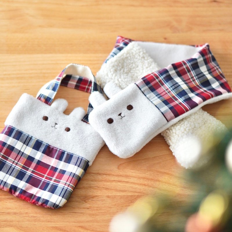 兔子造型儿童围巾与迷你包礼物套组 - 其他 - 其他材质 白色