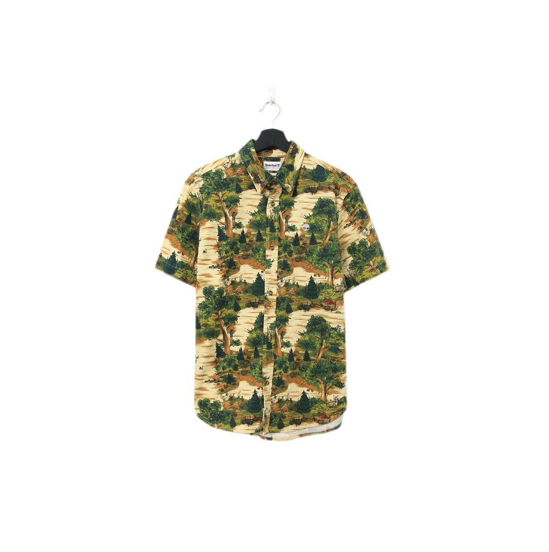 Back to Green- 袖花衬衫 树林 露营 sf-08vintage shirt - 男装衬衫 - 棉 
