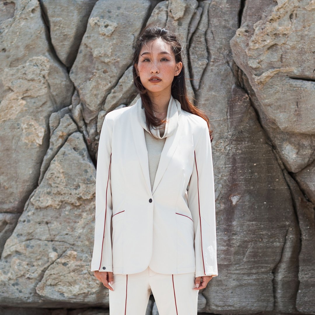 女士弹性西装外套 (白沙色) - 女装西装外套/风衣 - 其他材质 卡其色