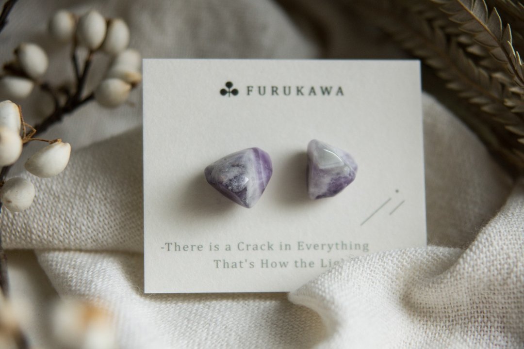CRACK | 矿物系耳环 |  EARRINGS - 耳环/耳夹 - 玉石 紫色