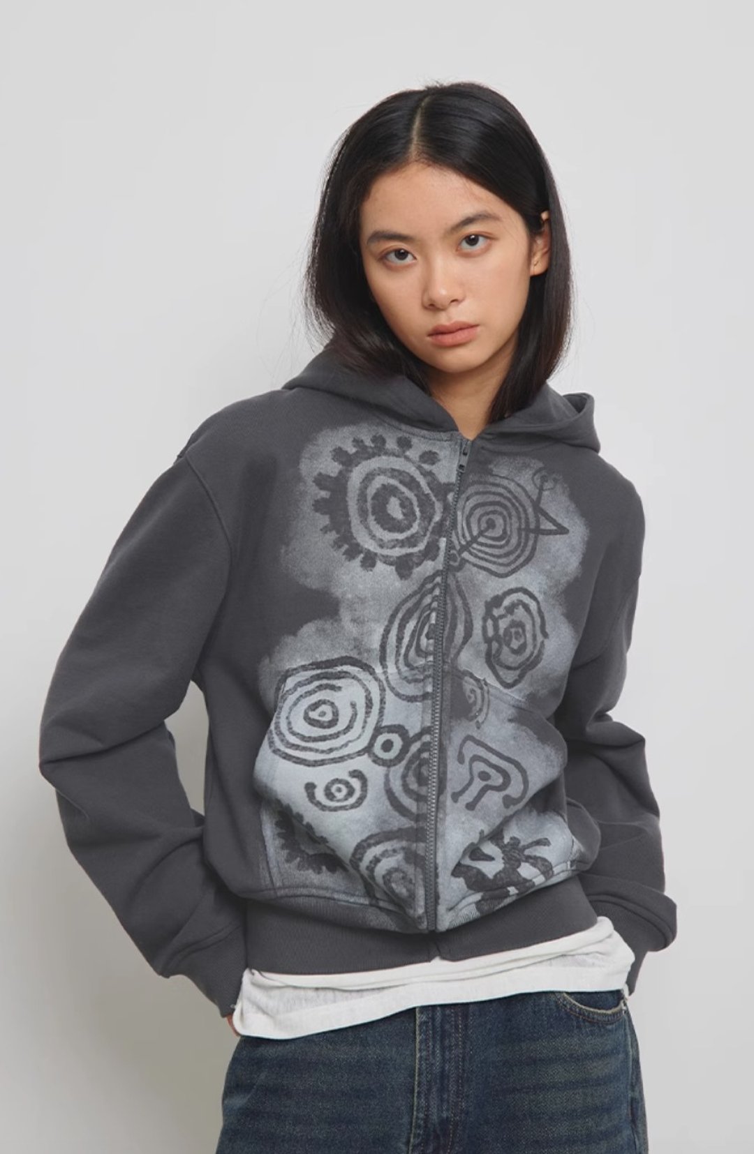 Petroglyph Print Hoodie 岩画印刷卫衣 - 中性连帽卫衣/T 恤 - 其他材质 灰色