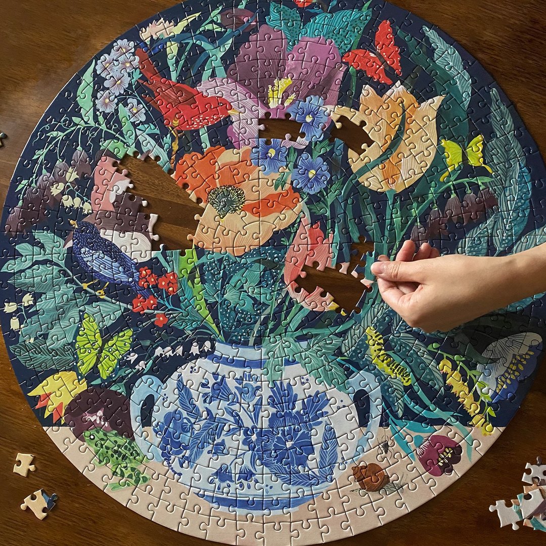 eeBoo 500片圆形拼图 - 生命之花 Still Life with Flowers - 拼图 - 纸 多色