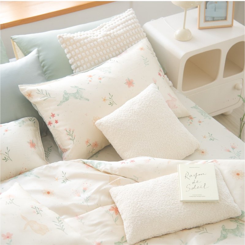 DR8070 森林兔 300织天丝莱赛尔/床包枕套组/床包两用被套组 - 寝具 - 环保材料 